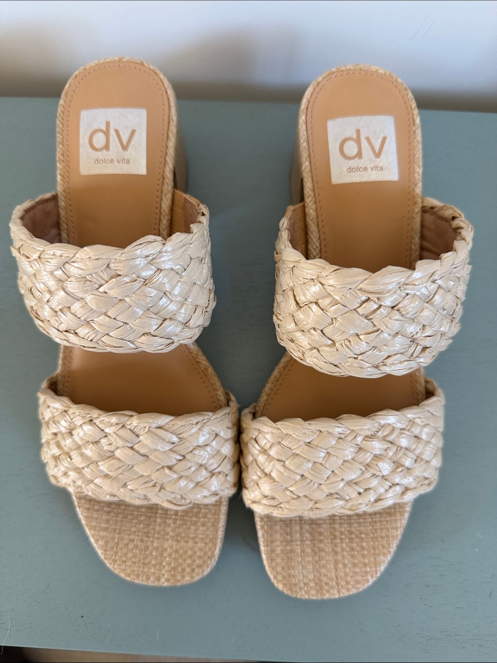 Dolce Vita Braided Cream Slide Mules. Never worn